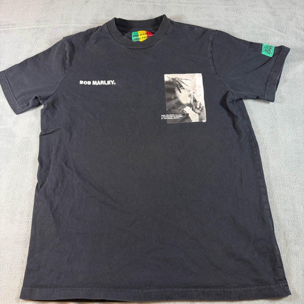 Bob Marley Shoe Palace T-Shirt Mens Small Black Youth Peace Planet Graphic Tee